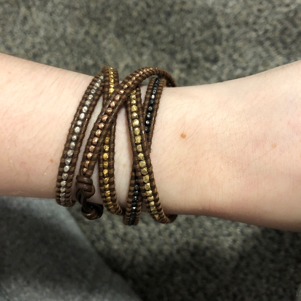 NWOT Chan Luu Mixed Metal & Leather Wrap Bracelet